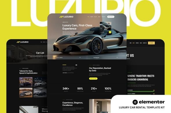 Luzurio 1.0 – Luxury Car Rental Elementor Template Kit
