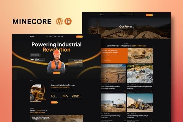Minecore 1.0 – Mining & Industry Elementor Template Kit