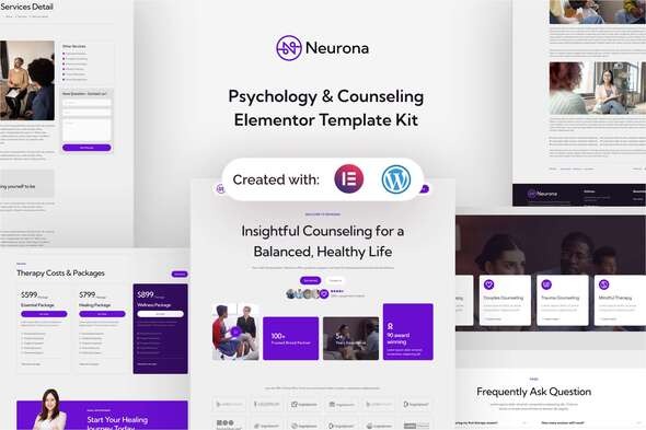 Neurona 1.0 – Psychology & Counseling Elementor Template Kit