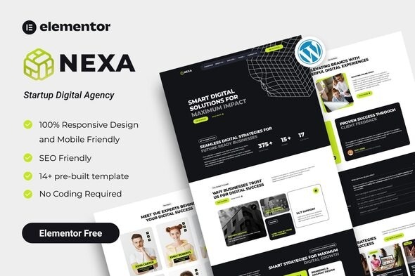 Nexa 1.0 – Startup Digital Agency Elementor Template Kit