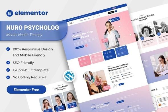 Nuro 1.0 – Mental Health Therapy Elementor Template Kit