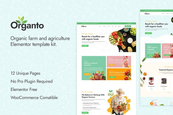 Organto 1.0 – Organic Food Elementor Template Kit