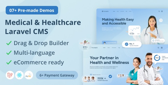 Prohealth 1.2 – Medical and Healthcare Laravel CMS With Live Page Builder