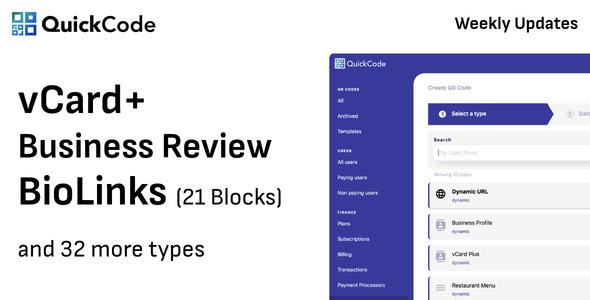 QR Code Generator BioLinks vCard SaaS 2.116