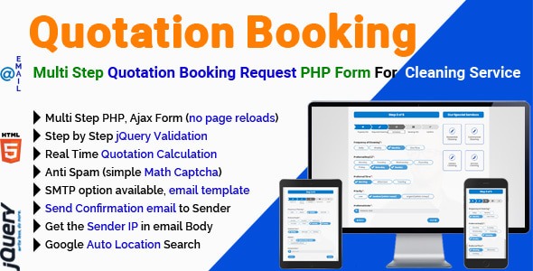 Quotation Booking 3.1.5 – Multi Step Quotation Booking Request PHP Form For Cleaning Service