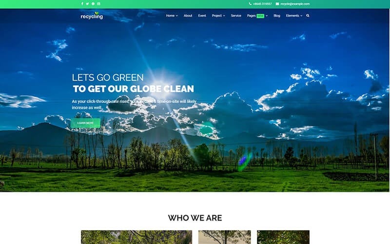 Recycling 2.1.2 – Nonprofit / Environmental Joomla 4 and Joomla 5 Template