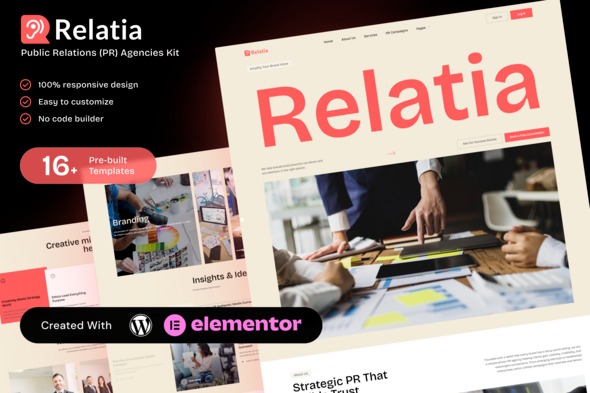 Relatia 1.0 – Public Relations PR Agencies Elementor Template Kit