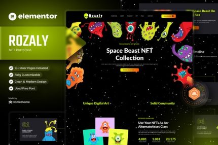 Rozaly - NFT Portofolio Elementor Template Kit