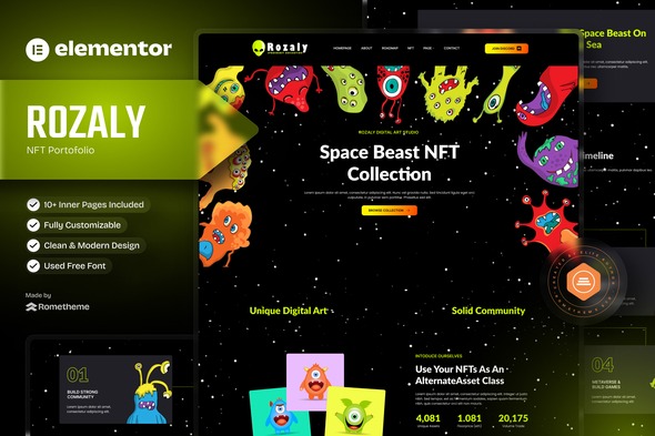 Rozaly 20250504 – NFT Portofolio Elementor Template Kit