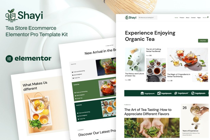 Shayi 1.0 – Tea Store Ecommerce Elementor Pro Template Kit