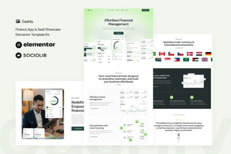 Cashly 1.0 – Finance App & SaaS Showcase Elementor Template Kit