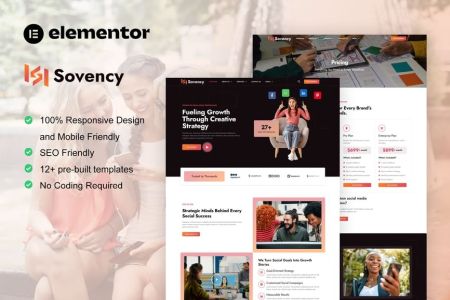 Sovency 1.0 – Social Media Marketing Agency Elementor Pro Template Kit