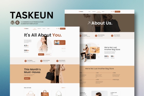 Taskeun 1.0 – E-Commerce Bag Store Elementor Template Kit