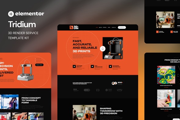 Tridium 1.0 – 3D Render Service Elementor Template Kit