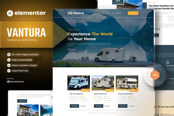 Vantura 20250504 – Campervan & RV Rental Elementor Template Kit