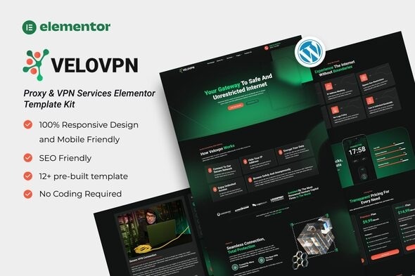 Velovpn 1.0 – Proxy & VPN Services Elementor Template Kit