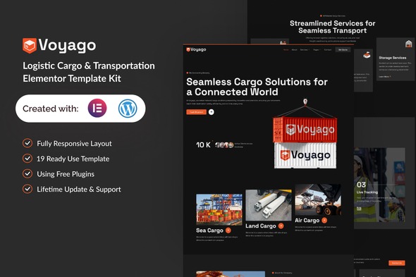 Voyago 1.0 – Logistic Cargo & Transportation Elementor Template Kit