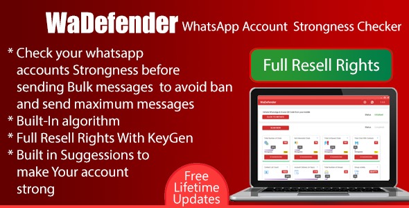 WaDefender 4.0.0 – WhatsApp Account Strongness Checker for bulk sendingFull Reseller Rights