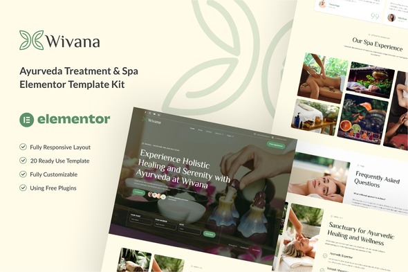 Wivana 1.0 – Ayurveda Treatment & Spa Elementor Template Kit