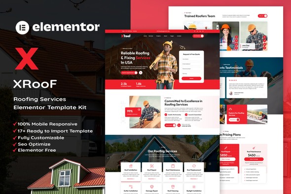 XRoof 1.0 – Roofing Services Elementor Template Kit