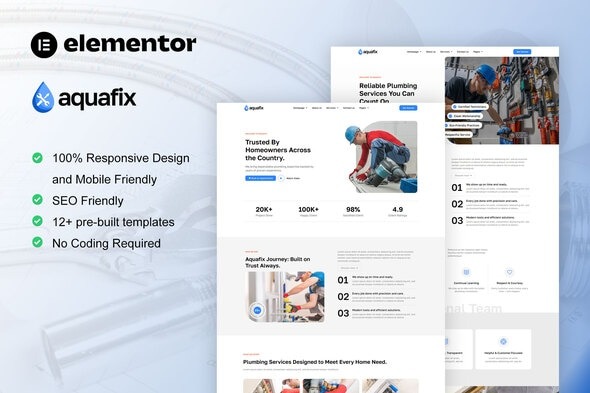 Aquafix 1.0 – Plumber & Repair Service Elementor Template Kit