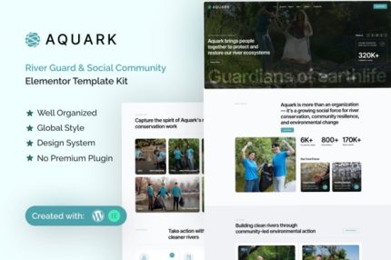 Aquark - River Guard & Social Community Elementor Template Kit