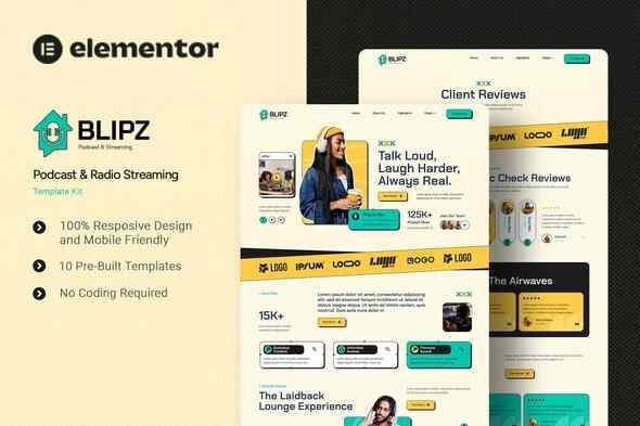 Blipz 1.0 – Podcast & Radio Streaming Elementor Template Kit