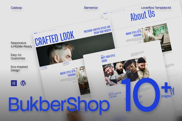 Bukber 1.0 – Clean Modern Salon & Barbershop Elementor Template Kit