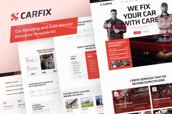 Carfix 1.0 – Car Detailing and Auto Service Elementor Template Kit