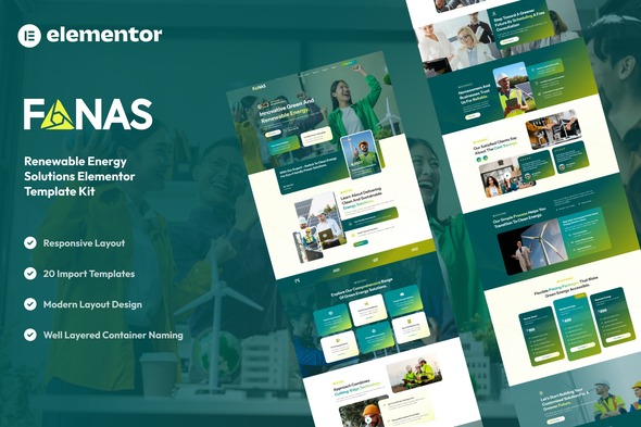 Fanas 1.1.33 – Solar & Green Renewable Energy Solutions Elementor Template Kit