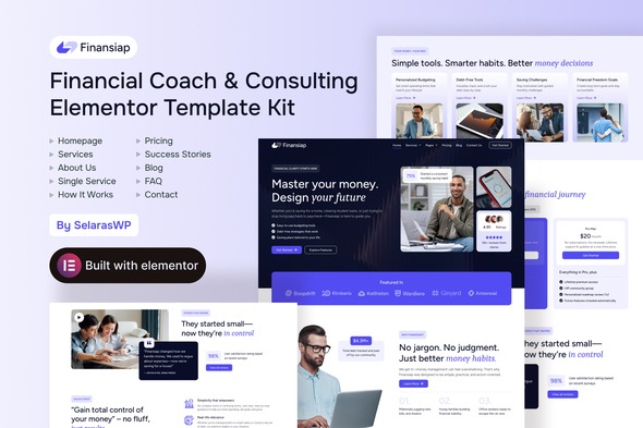 FinanSiap 1.0 – Financial Coach & Consulting Elementor Pro Template Kit