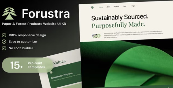 Forustra  – Paper & Forest Products Elementor Template Kit for Green Manufacturing