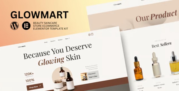 Glowmart 1.0 – Beauty Cosmestics & Skincare Ecommerce Elementor Template Kit