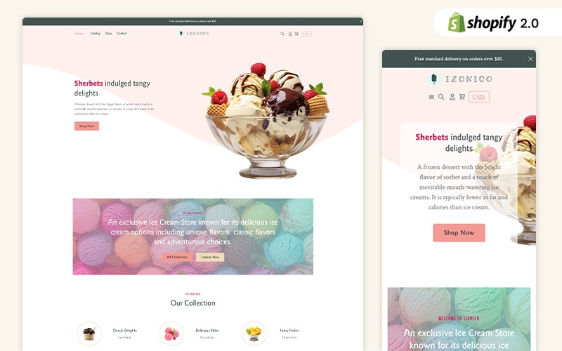 Izonico 1.0 – Modern Ice Cream Shopify Theme