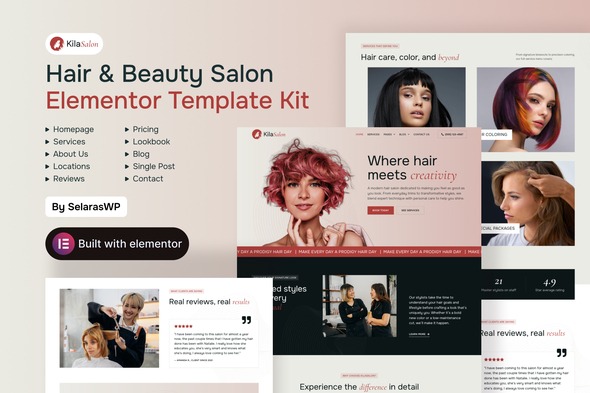 KilaSalon 1.0 – Hair and Beauty Salon Elementor Template Kit