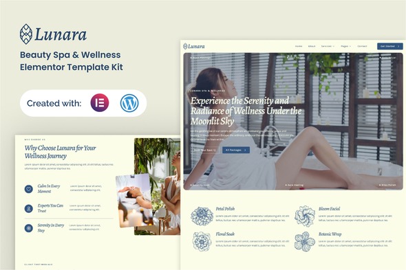 Lunara 1.0 – Beauty Spa Wellnes Elementor Template Kit