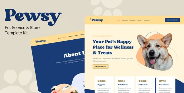 Pewsy 1.0 – Pet Service & Store Elementor Template Kit