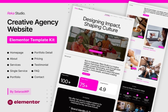 RekaStudio 1.0 – Design Agency and Portfolio Elementor Pro Template Kit