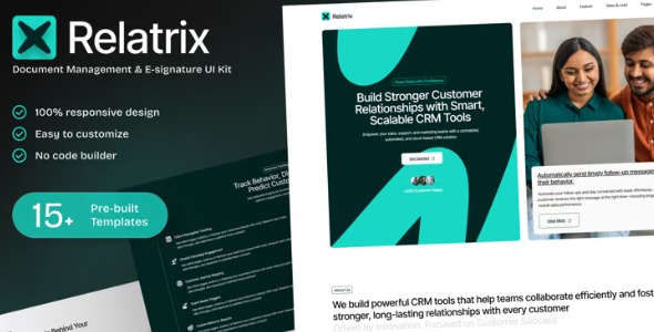 Relatrix 1.0 – Customer Relationship Management CRM SAAS Platform Elementor Template Kit