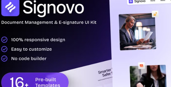 Signovo 1.0 – Document Management & E-signature SaaS Platform Elementor Template Kit