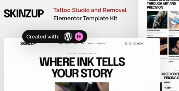 Skinzup 1.0 – Tattoo Studio & Removal Elementor Template Kit