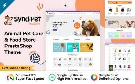 Syndipet - Animal Pet Care and Pet Food Store PrestaShop Theme