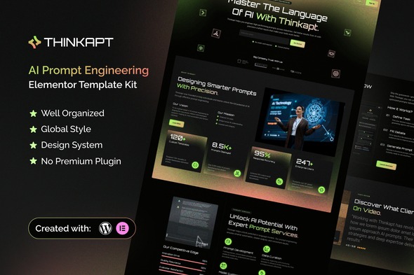 Thinkapt 1.0 – AI Prompt Engineering Elementor Template Kit