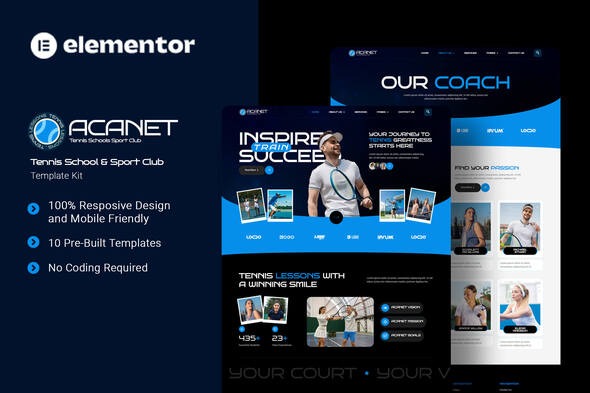 Acanet 1.0 – Tennis School & Sport Club Elementor Template Kit
