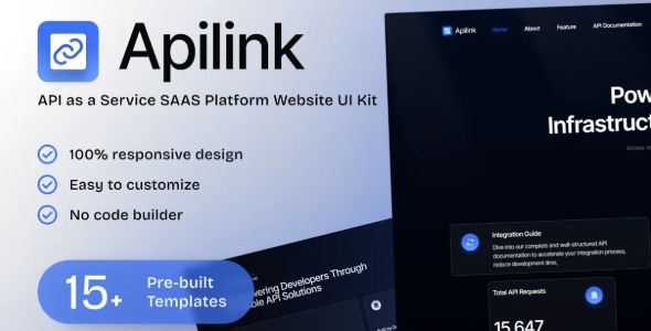 Apilink 1.0 – API as a Service SAAS Platform Elementor Template Kit