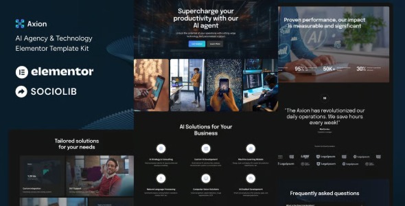 Axion 1.0 – AI Agency & Technology Elementor Template Kit
