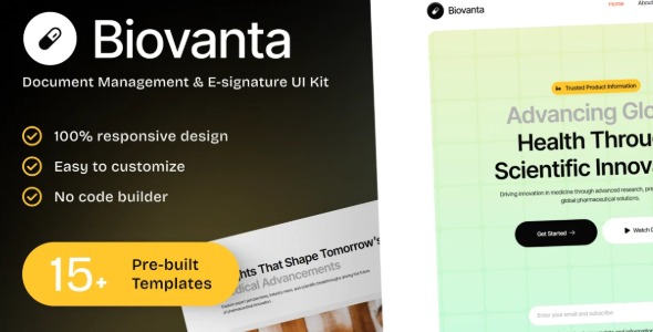Biovanta 1.0 – Pharmaceuticals & Biotechnology Industry Elementor Template Kit