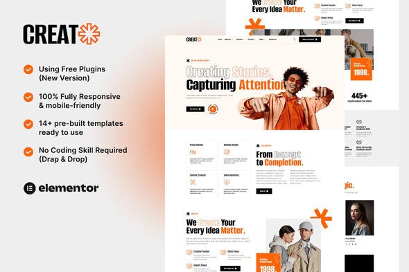 Creat 1.0 – Creative Agency & Portfolio Elementor Template Kit