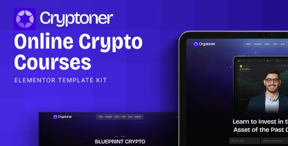 Cryptoner 1.0 – Online Crypto Courses Elementor Template Kit