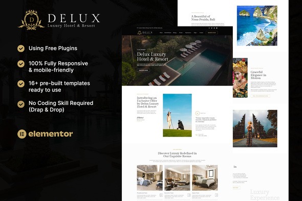 Delux 1.0 – Luxury Hotel & Resort Elementor Template Kit